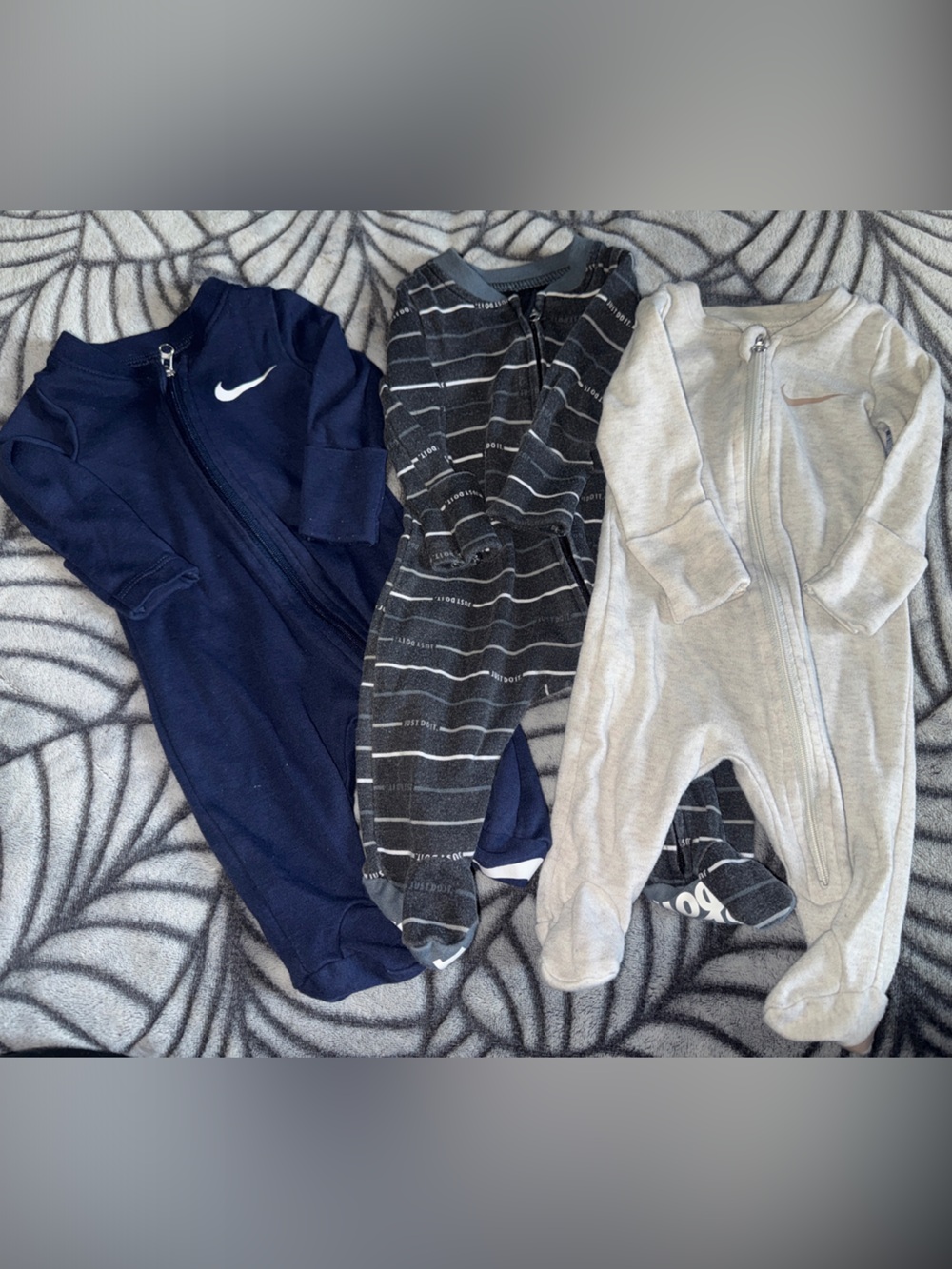 Nike Footie Pajama Onsies - Newborn Baby Bundle of 3